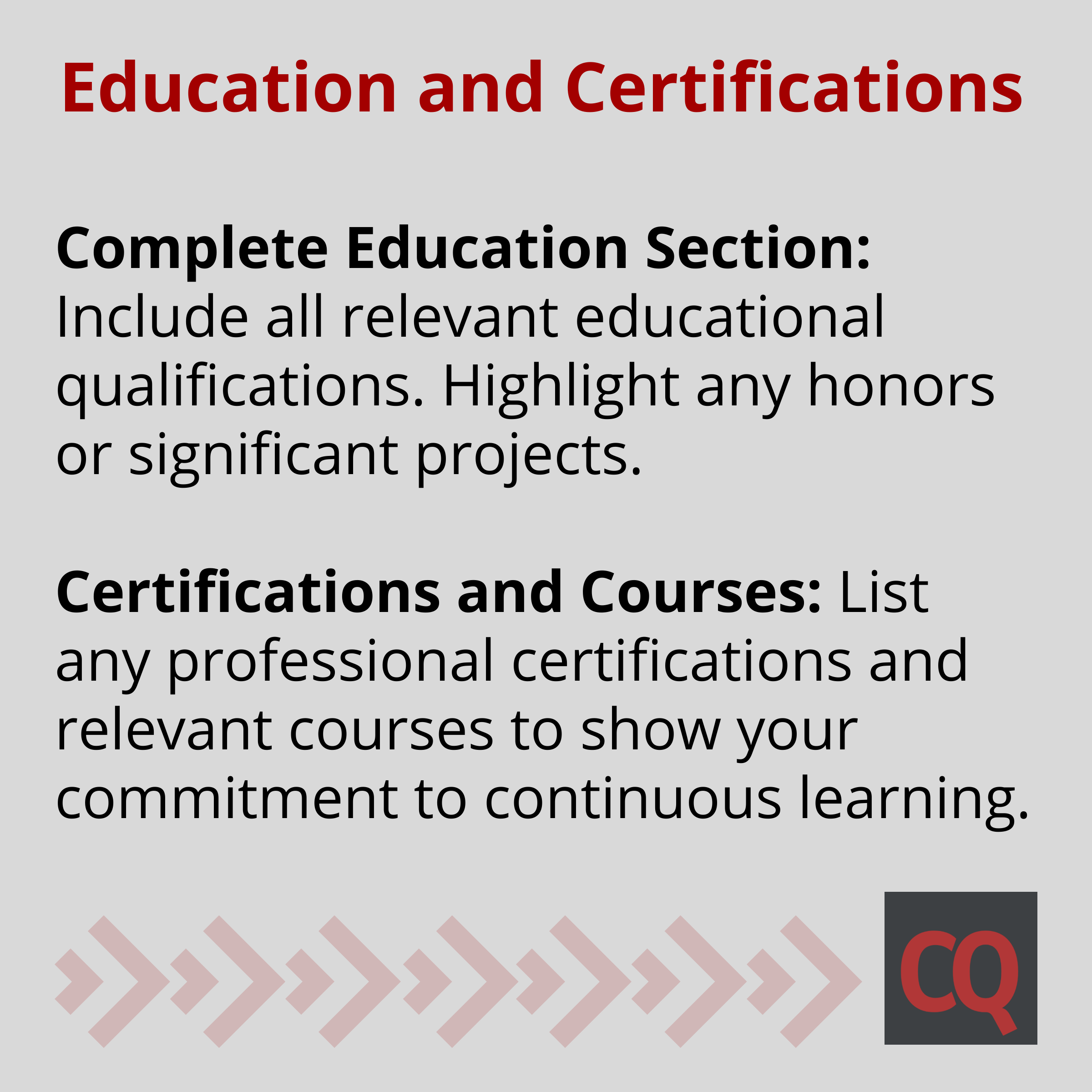 Linkedin Profile Optimization Tip No. Four | Education and Certifications