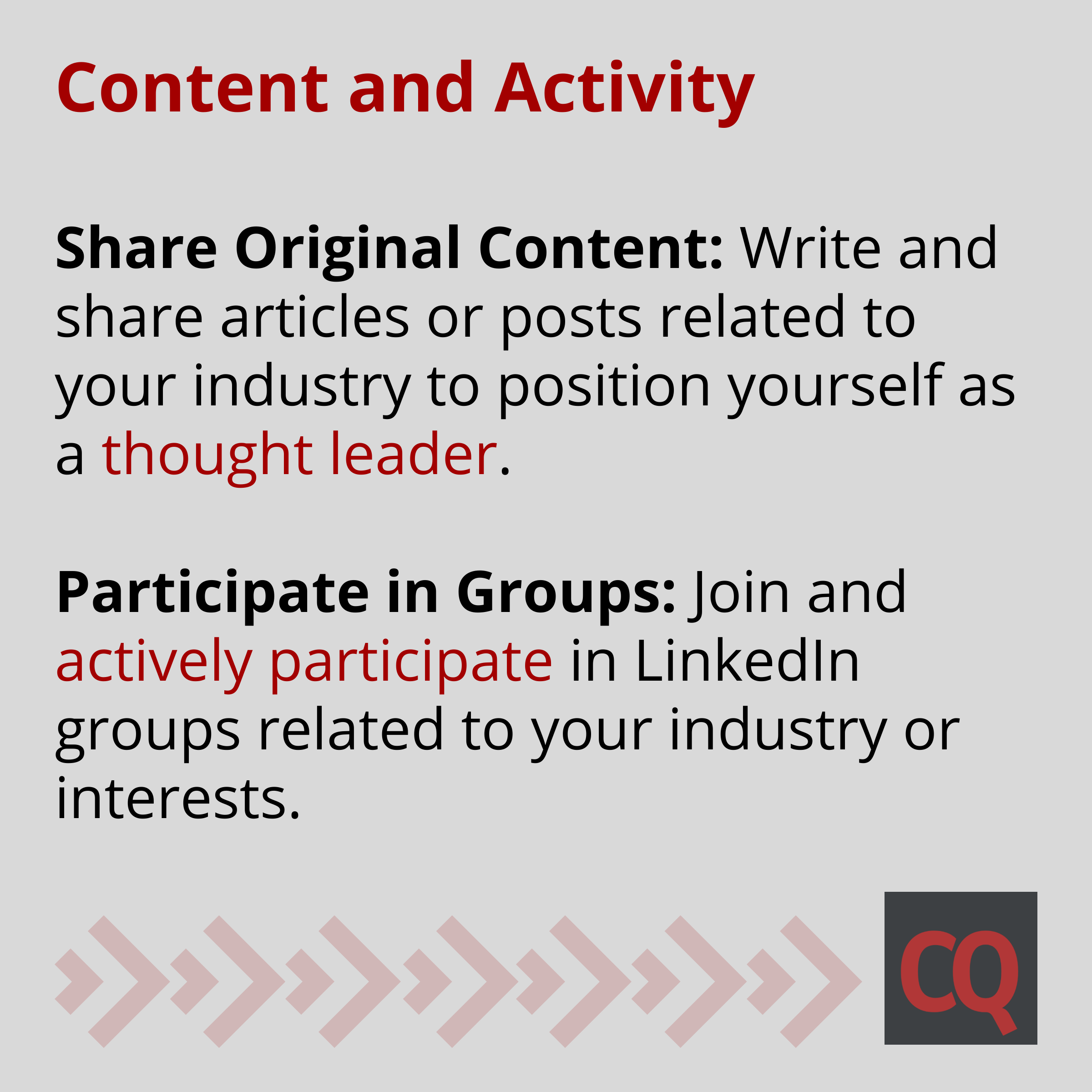 Linkedin Profile Optimization Tip #7: Content and Activity